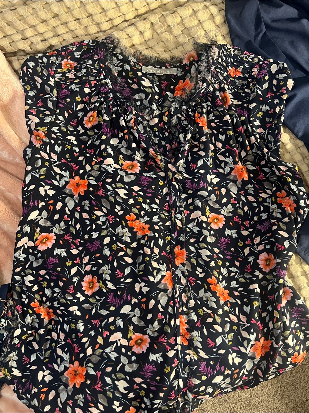 Danielrainn (Anthropologie) Floral Cap-Sleeve Blouse